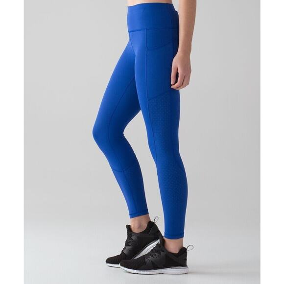 Lululemon Mind Over Miles Athletic Legging 25” Jet Stream Blue Size 4 Run Gym - Picture 1 of 15